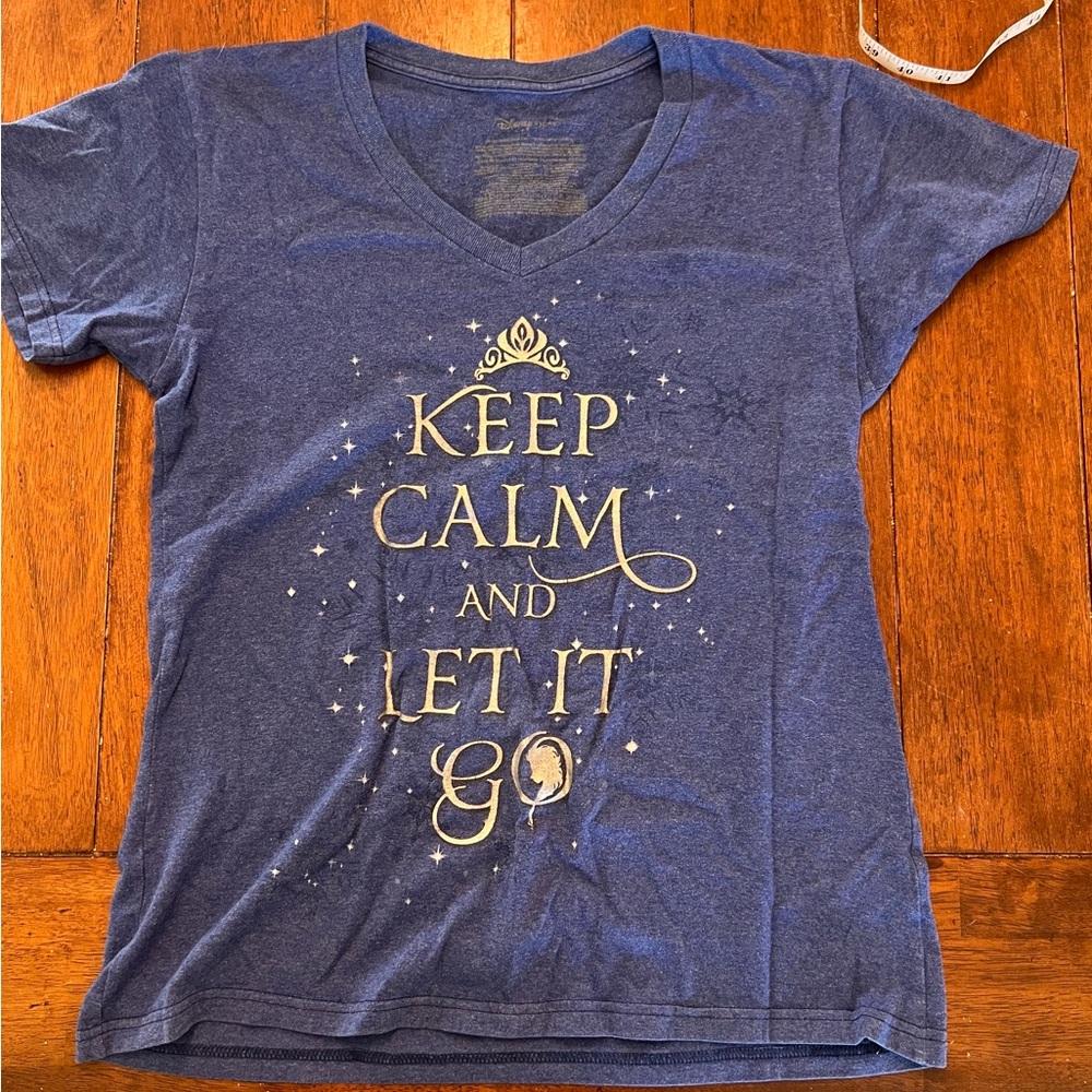 Disney Blue V-Neck 'Keep Calm and Let It Go' Graphic Tee